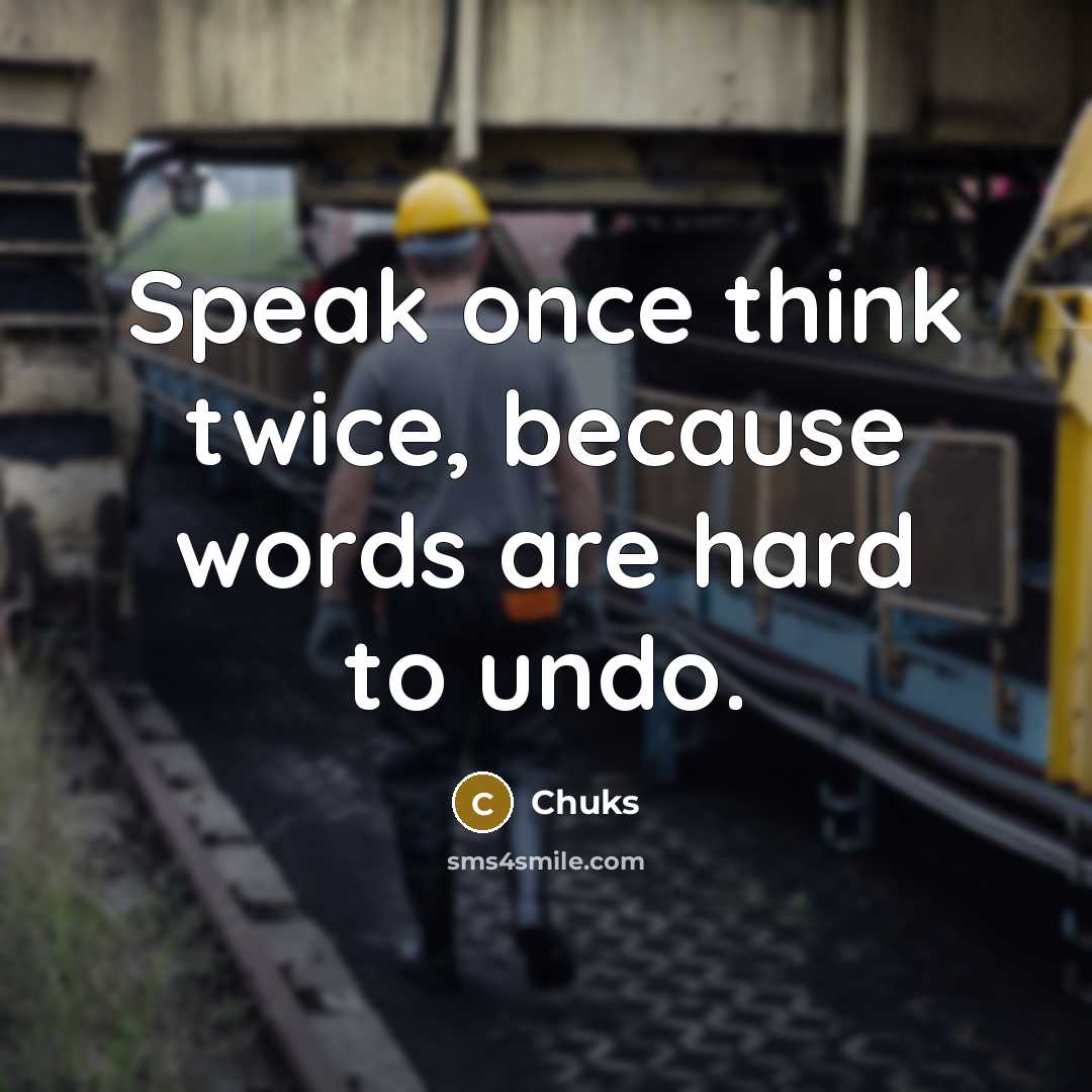 “Speak once think twice, because words are hard to undo.” quote by Chuks