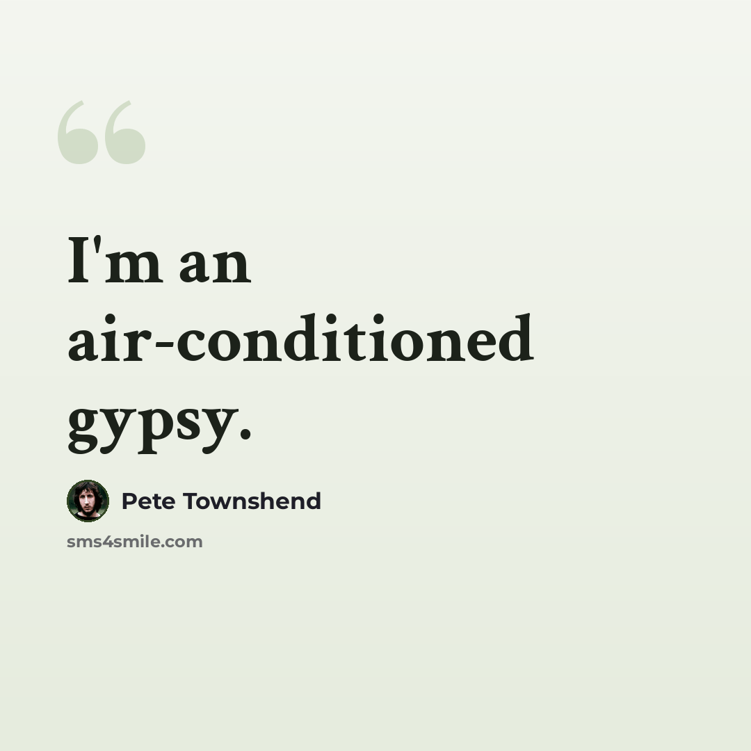 “I'm an air-conditioned gypsy.” quote by Pete Townshend