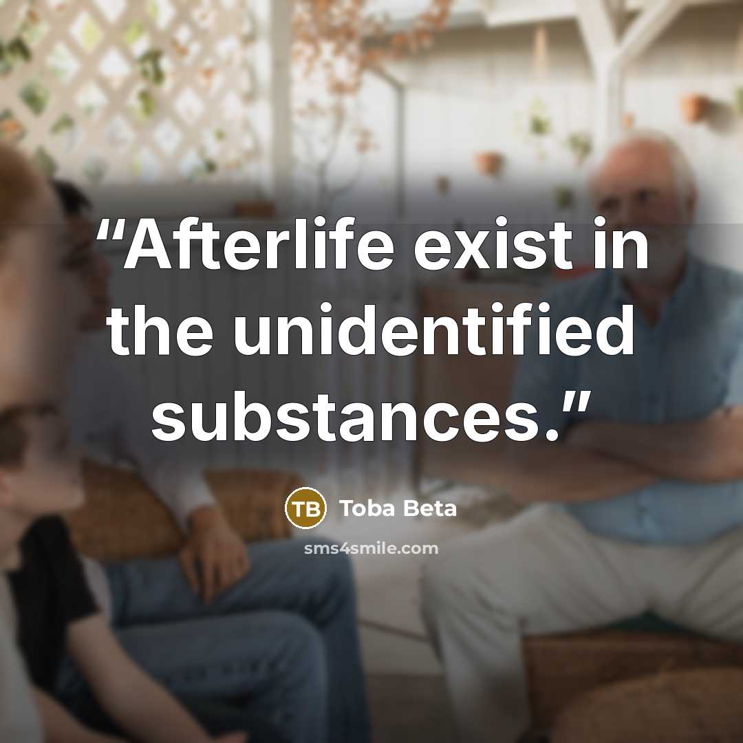 “Afterlife exist in the unidentified substances.” quote by Toba Beta
