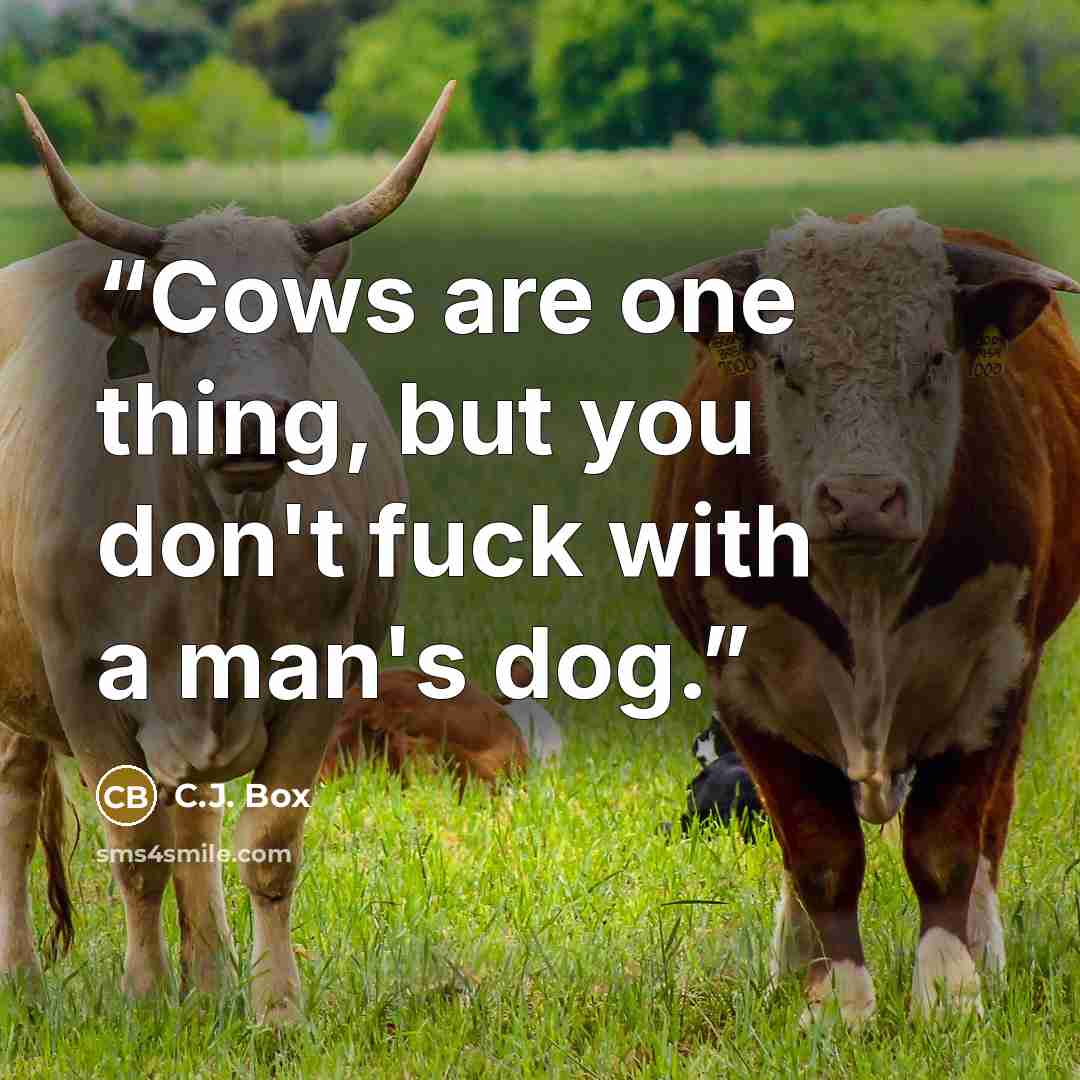 “Cows are one thing, but you don't fuck with a man's dog.” quote by C.J. Box