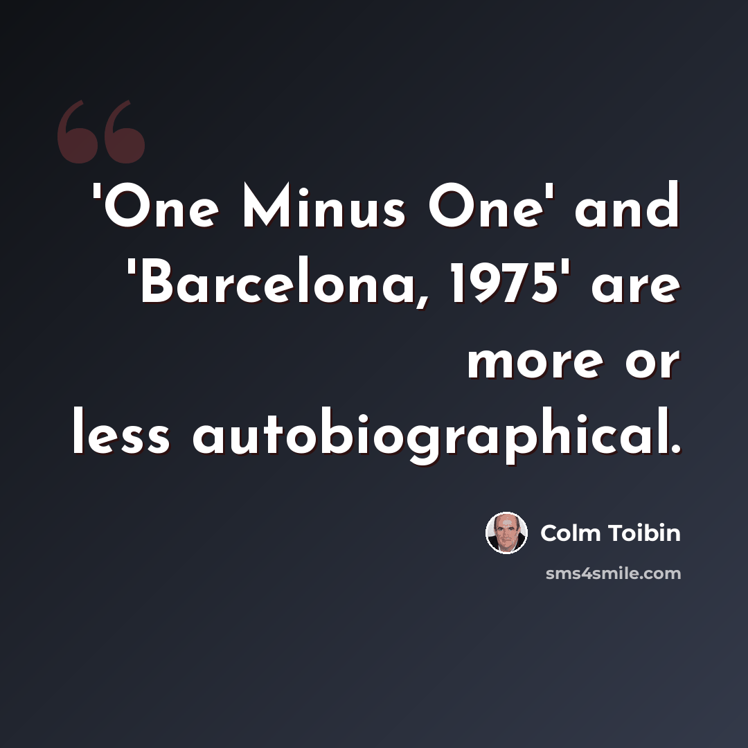 “'One Minus One' and 'Barcelona, 1975' are more or less autobiographical.” quote by Colm Toibin