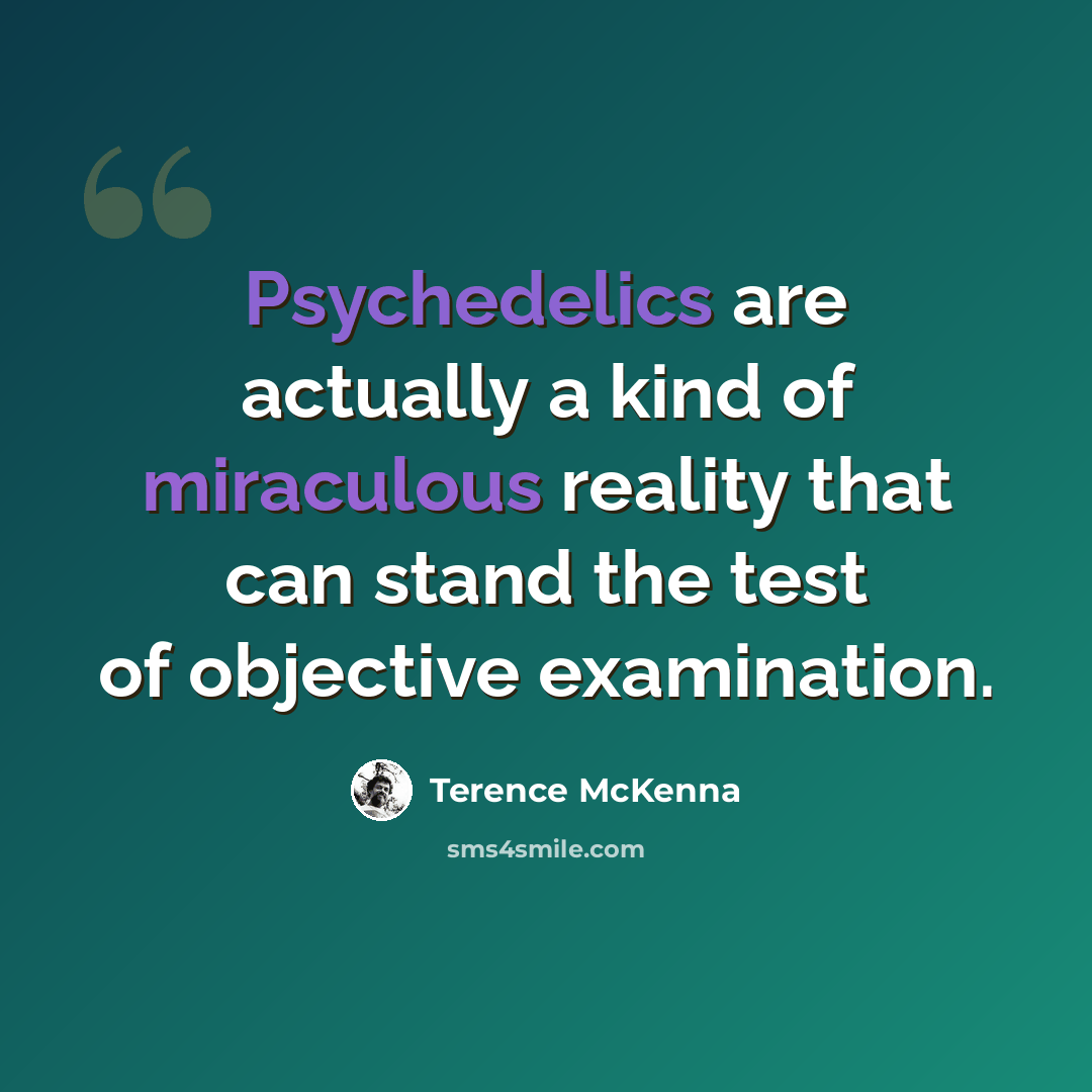 “Psychedelics are actually a kind of miraculous reality that can stand the test of objective examination.” quote by Terence McKenna