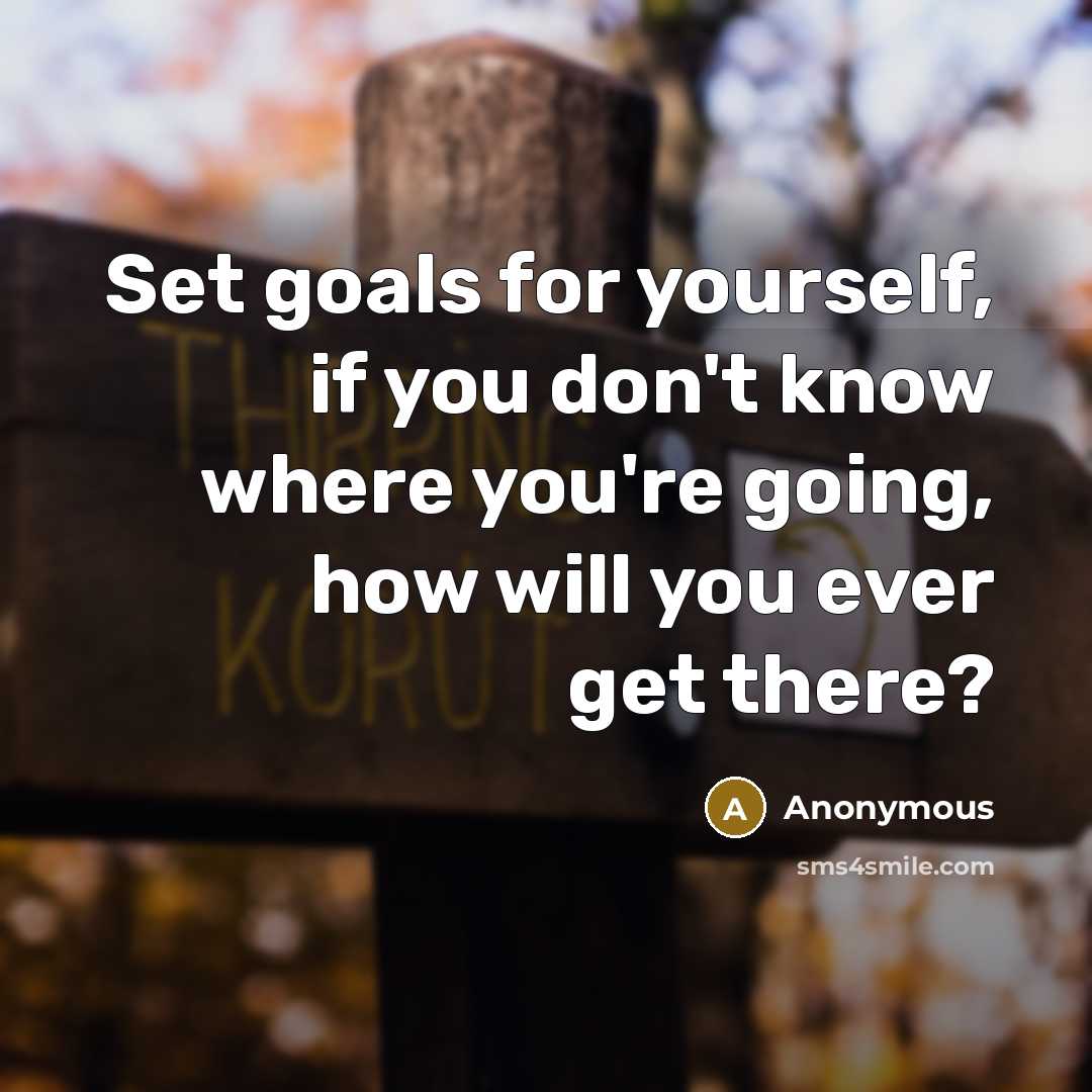“Set goals for yourself, if you don't know where you're going, how will you ever get there?” quote by Anonymous