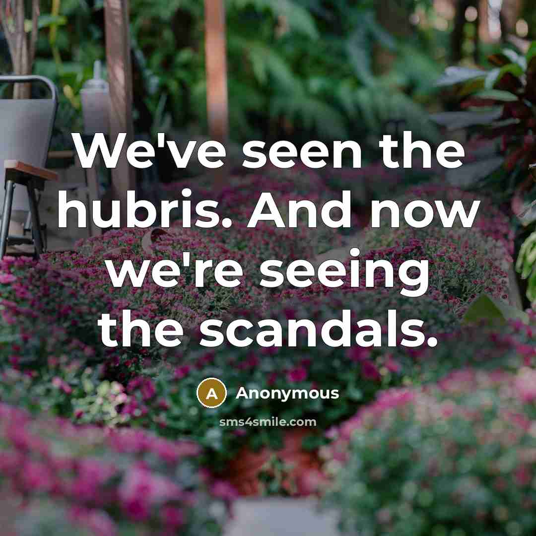 “We've seen the hubris. And now we're seeing the scandals.” quote by Anonymous