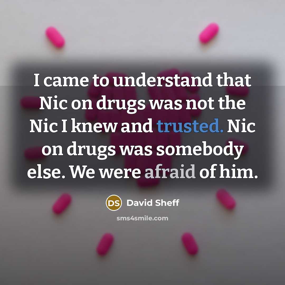“I came to understand that Nic on drugs was not the Nic I knew and trusted. Nic on drugs was somebody else. We were afraid of him.” quote by David Sheff
