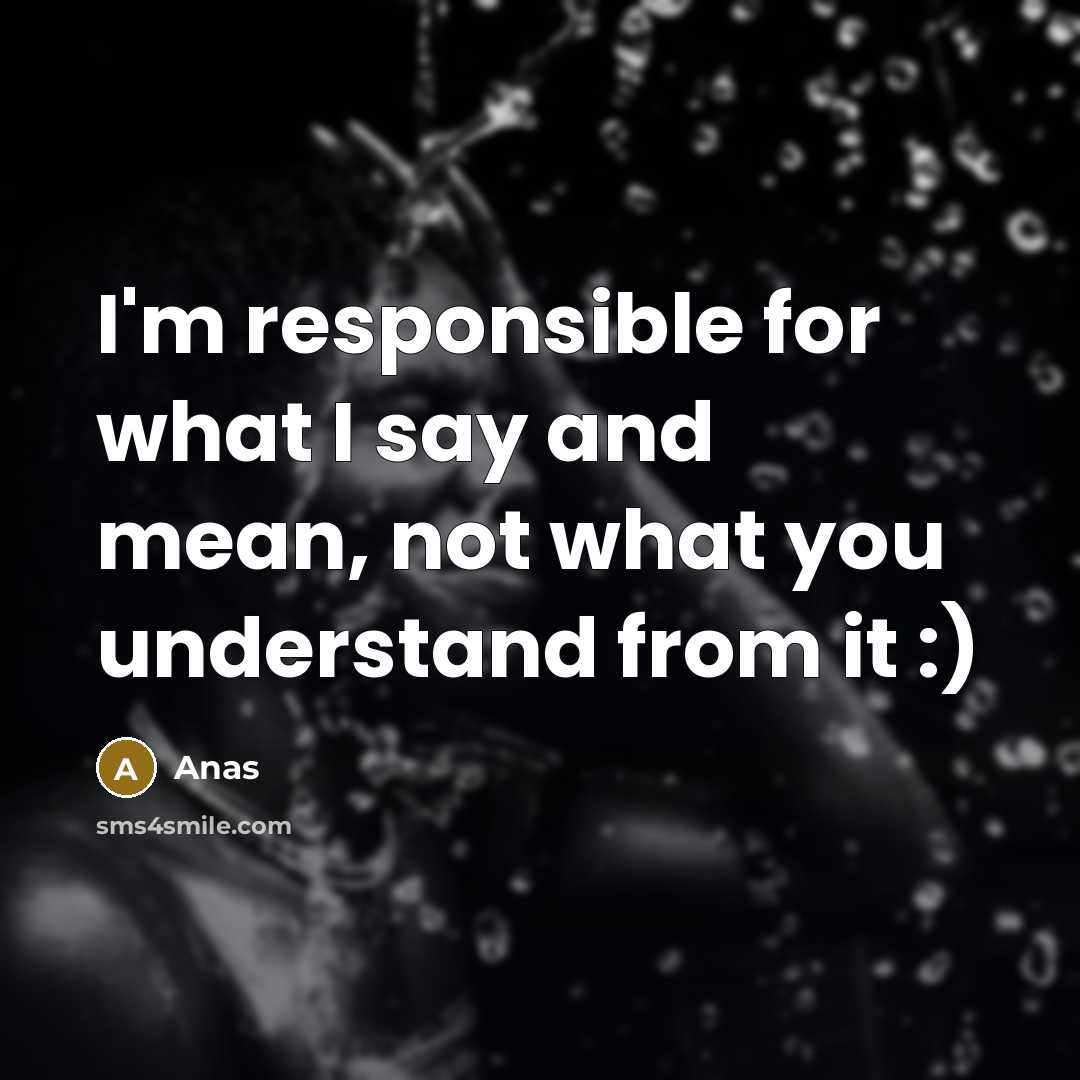 “I'm responsible for what I say and mean, not what you understand from it :)” quote by Anas