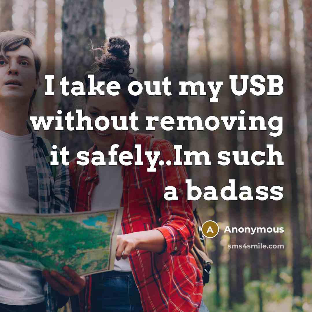 “I take out my USB without removing it safely..Im such a badass” quote by Anonymous