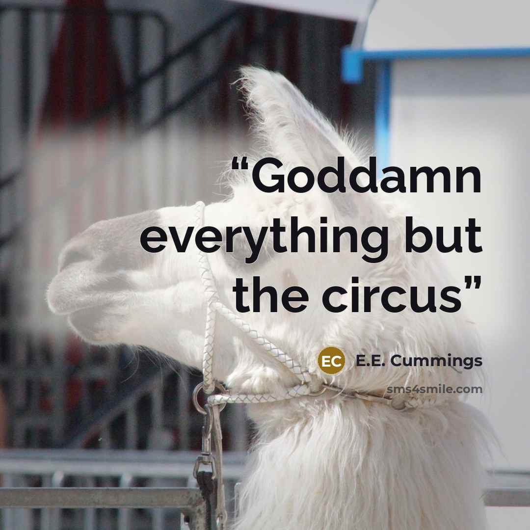 “Goddamn everything but the circus” quote by e.e. cummings