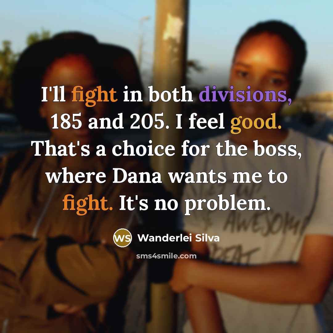 “I'll fight in both divisions, 185 and 205. I feel good. That's a choice for the boss, where Dana wants me to fight. It's no problem.” quote by Wanderlei Silva
