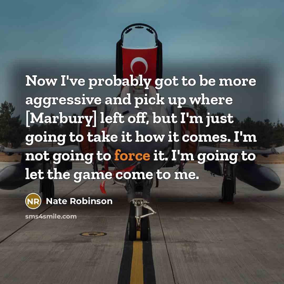 “Now I've probably got to be more aggressive and pick up where [Marbury] left off, but I'm just going to take it how it comes. I'm not going to force it. I'm going to let the game come to me.” quote by Nate Robinson