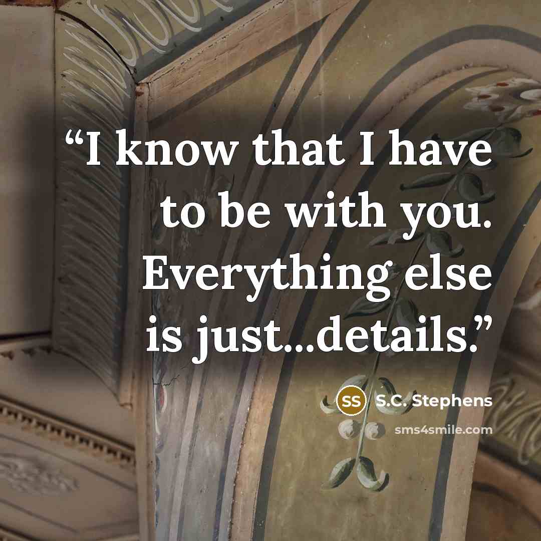 “I know that I have to be with you. Everything else is just...details.” quote by S.C. Stephens