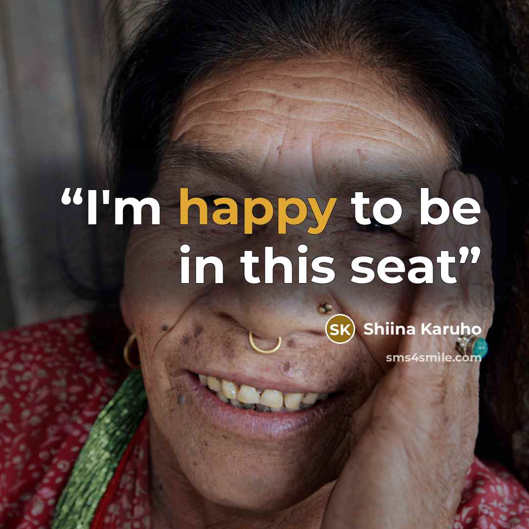 “I'm happy to be in this seat” quote by Shiina Karuho