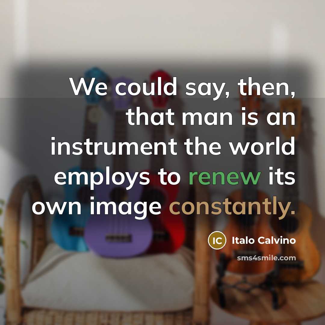 “We could say, then, that man is an instrument the world employs to renew its own image constantly.” quote by Italo Calvino