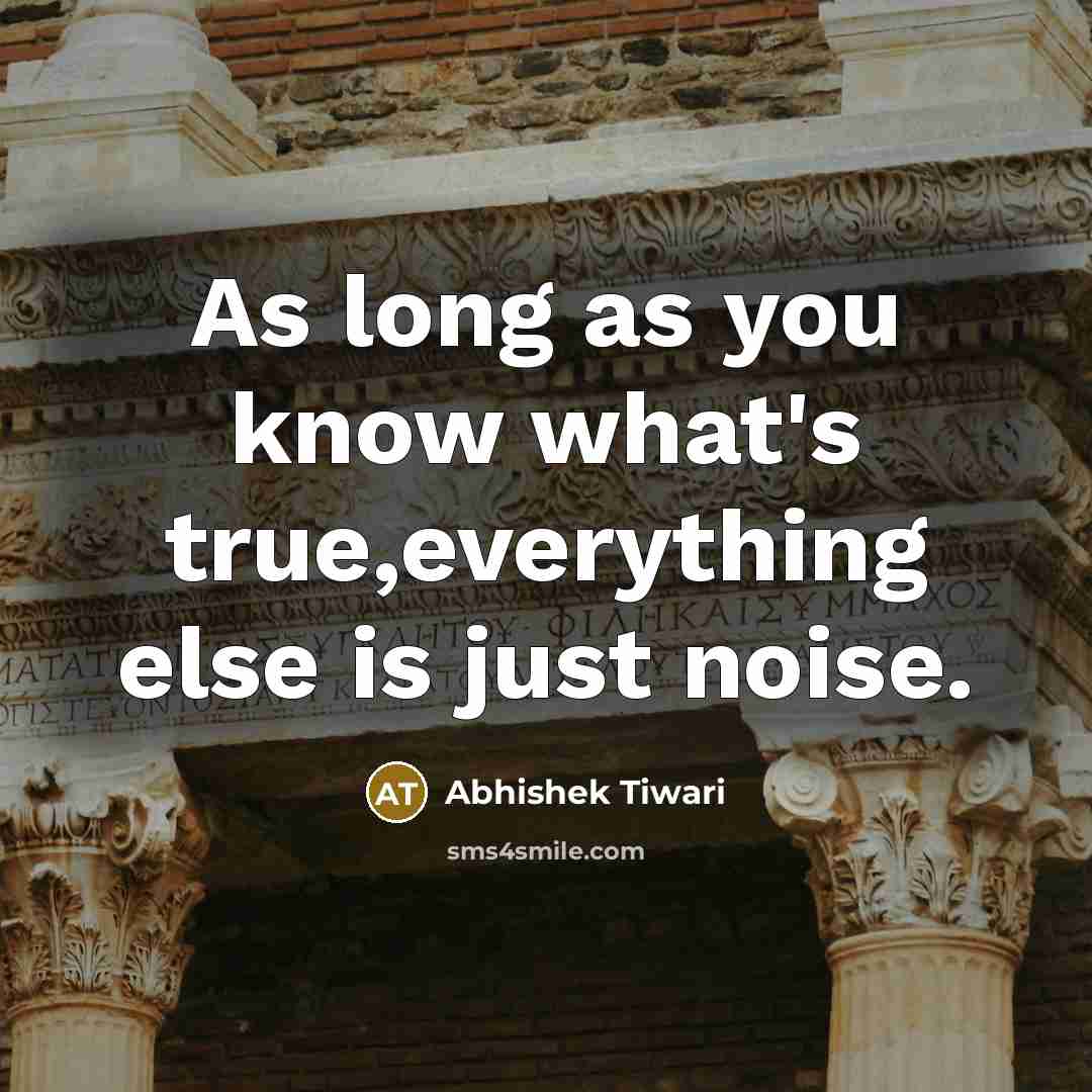 “As long as you know what's true,everything else is just noise.” quote by Abhishek Tiwari