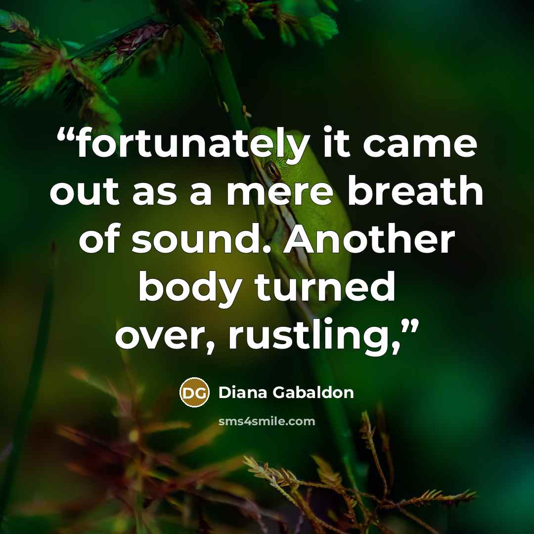 “fortunately it came out as a mere breath of sound. Another body turned over, rustling,” quote by Diana Gabaldon