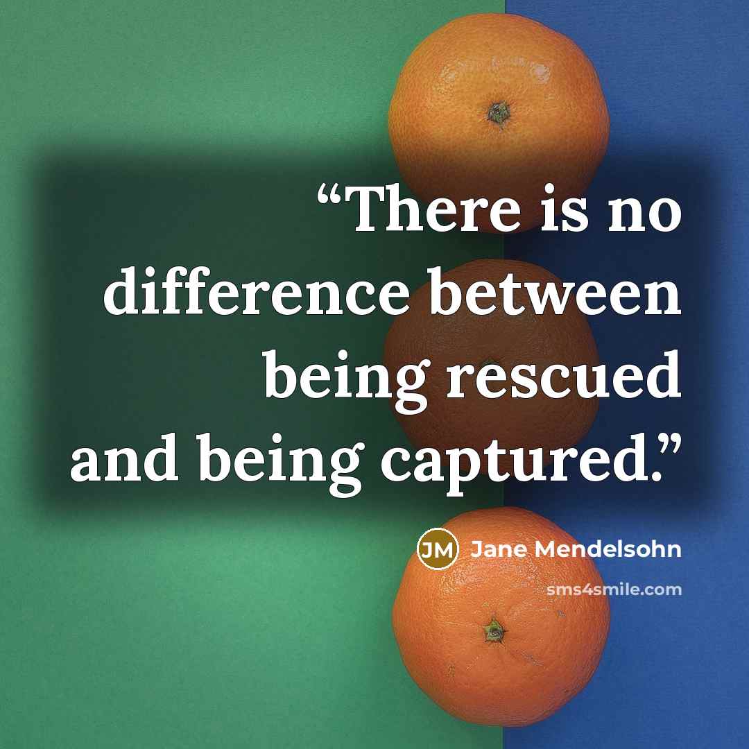 “There is no difference between being rescued and being captured.” quote by Jane Mendelsohn