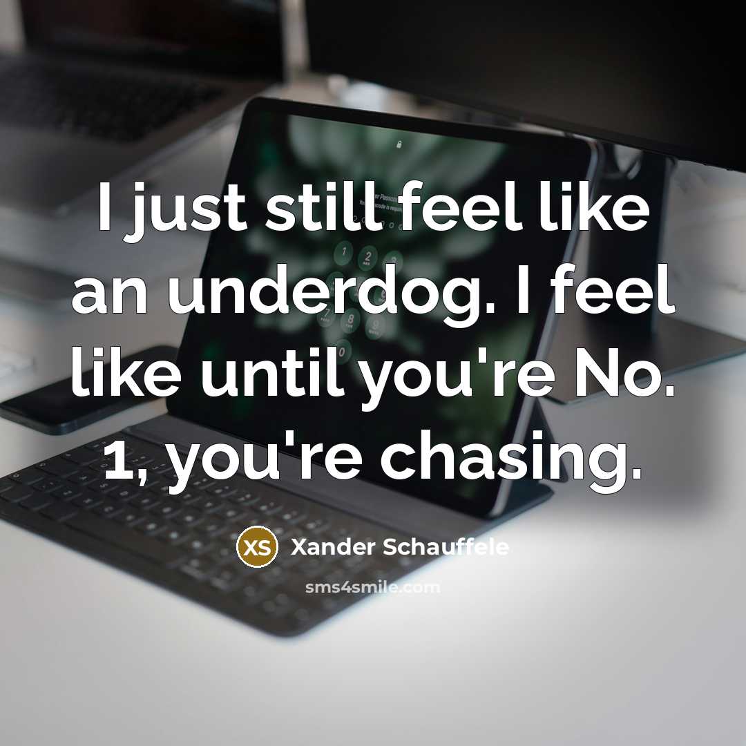 “I just still feel like an underdog. I feel like until you're No. 1, you're chasing.” quote by Xander Schauffele