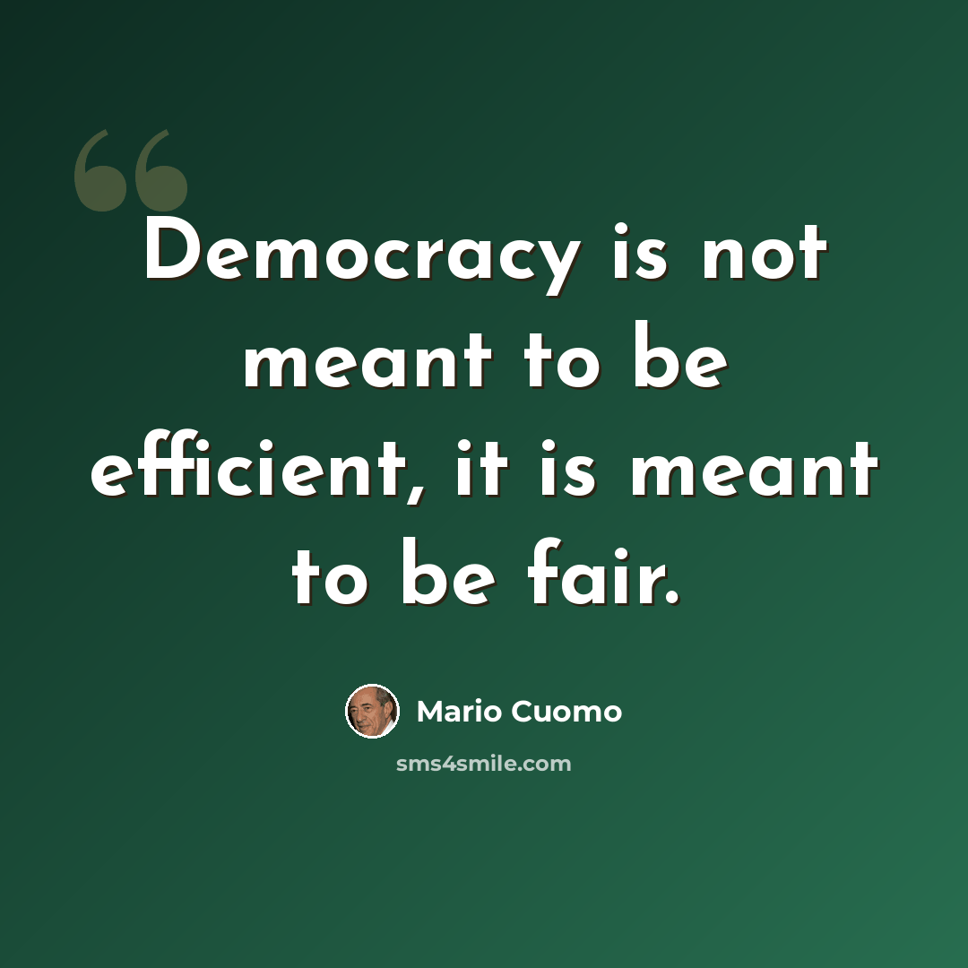 “Democracy is not meant to be efficient, it is meant to be fair.” quote by Mario Cuomo