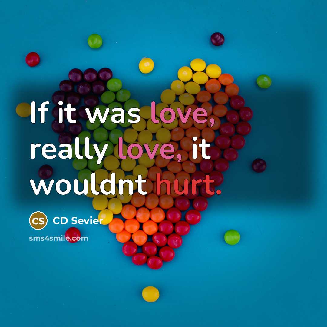 “If it was love, really love, it wouldnt hurt.” quote by CD Sevier