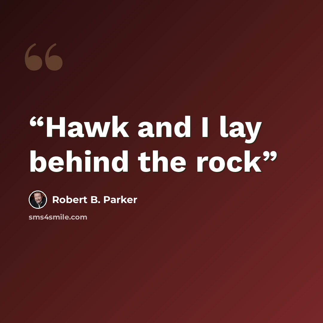 “Hawk and I lay behind the rock” quote by Robert B. Parker