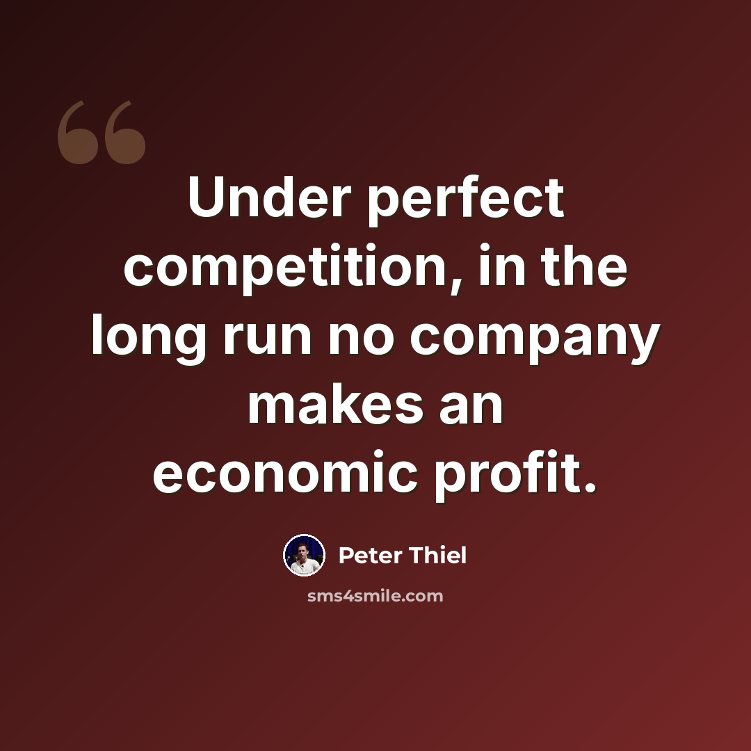 “Under perfect competition, in the long run no company makes an economic profit.” quote by Peter Thiel
