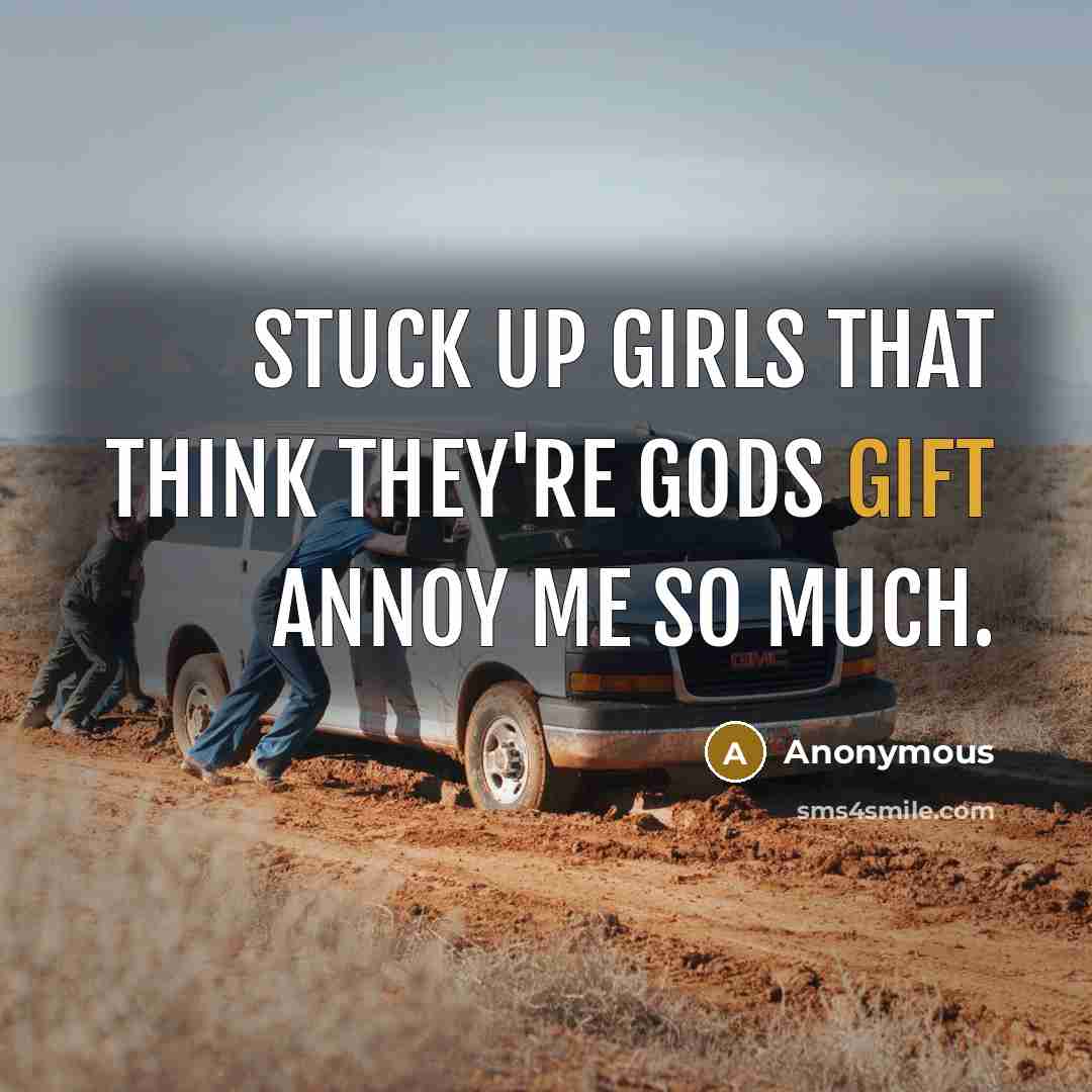 “Stuck up girls that think they're Gods gift annoy me so much.” quote by Anonymous