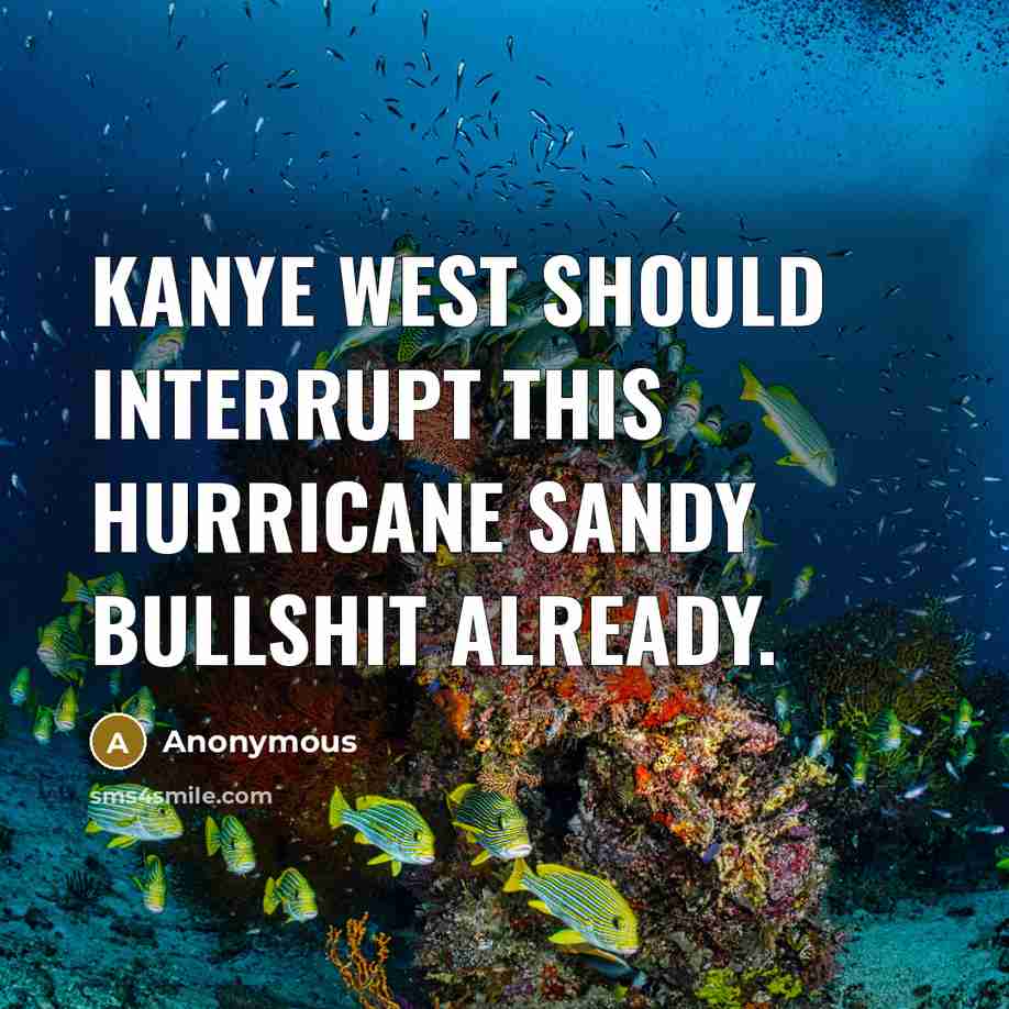 “Kanye West should interrupt this Hurricane Sandy bullshit already.” quote by Anonymous