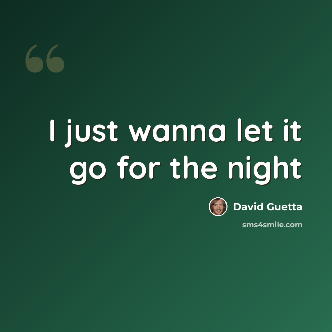 “I just wanna let it go for the night” quote by David Guetta