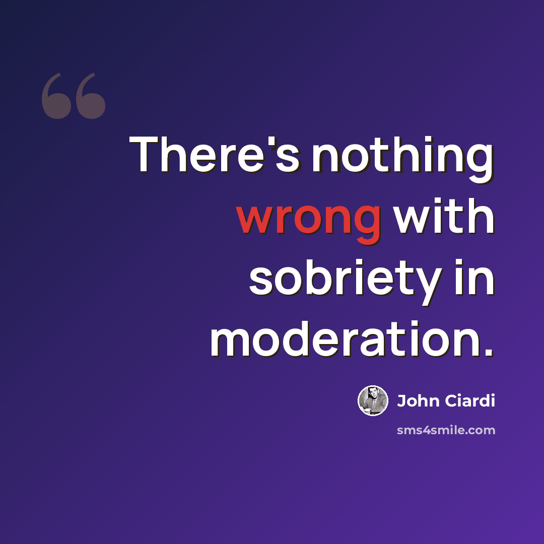 “There's nothing wrong with sobriety in moderation.” quote by John Ciardi