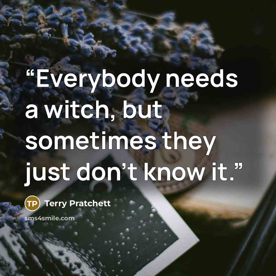“Everybody needs a witch, but sometimes they just don't know it.” quote by Terry Pratchett