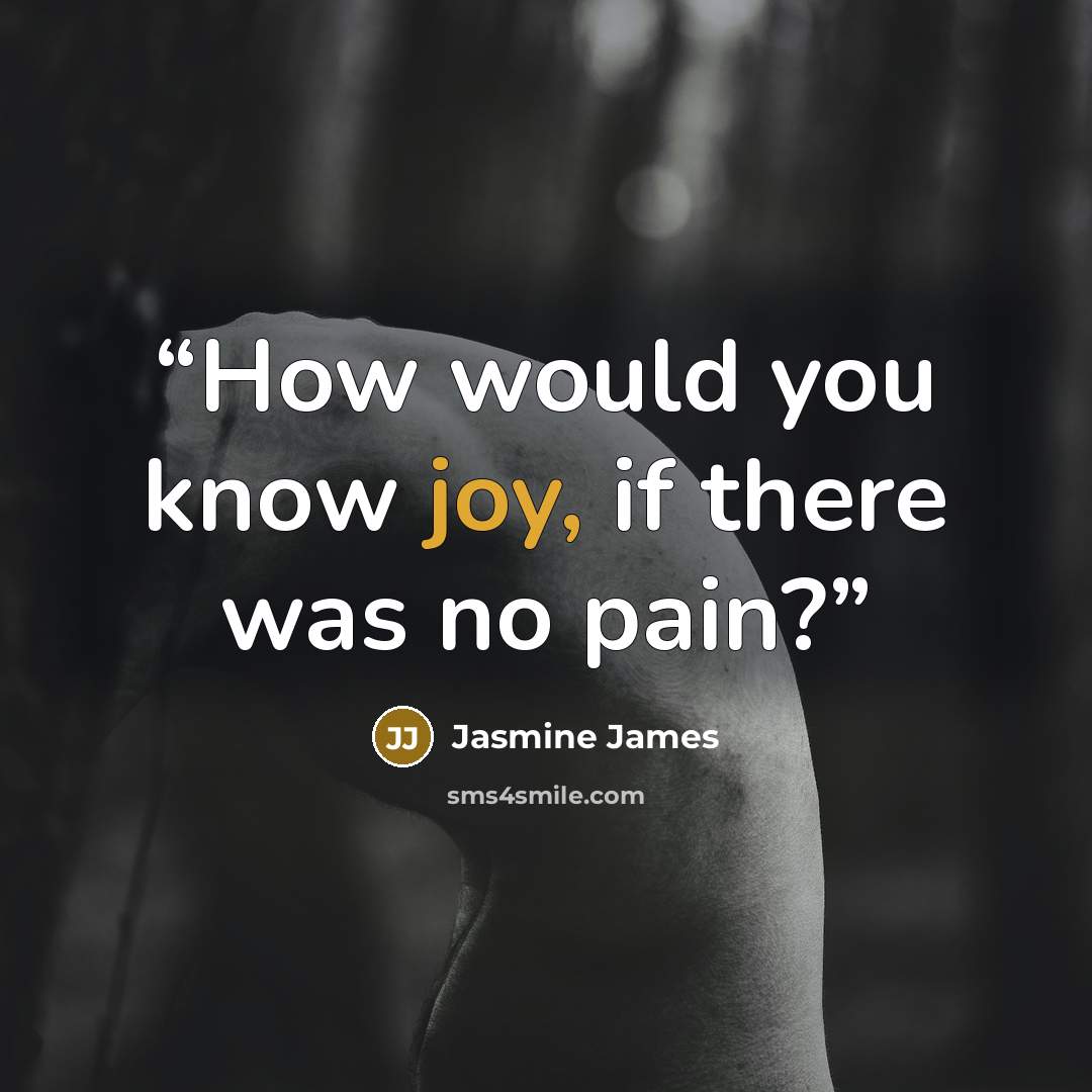 “How would you know joy, if there was no pain?” quote by Jasmine James