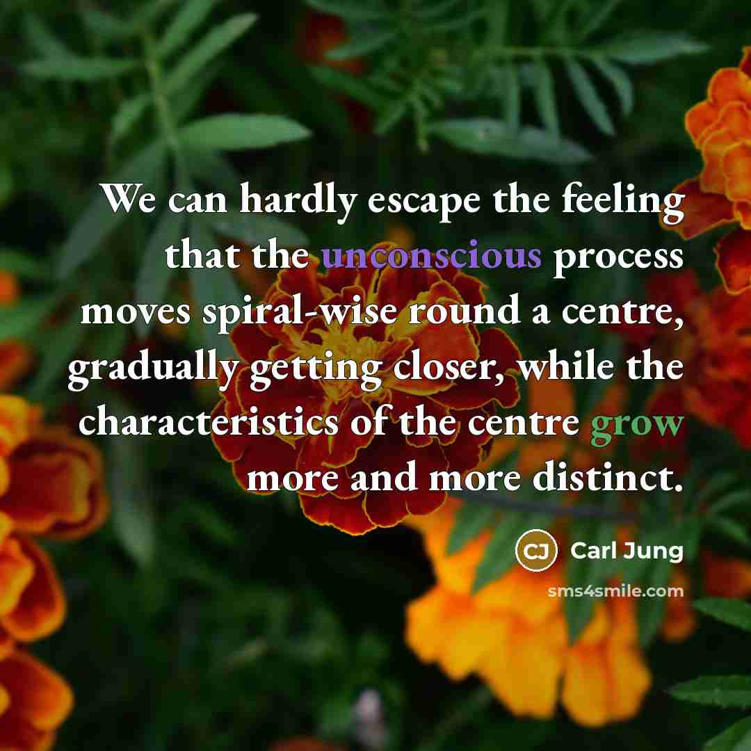“We can hardly escape the feeling that the unconscious process moves spiral-wise round a centre, gradually getting closer, while the characteristics of the centre grow more and more distinct.” quote by Carl Jung