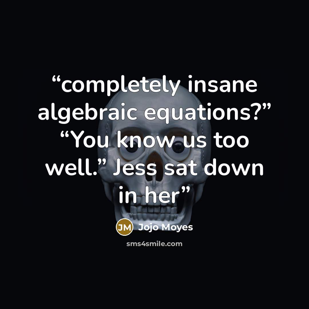 “completely insane algebraic equations?” “You know us too well.” Jess sat down in her” quote by Jojo Moyes