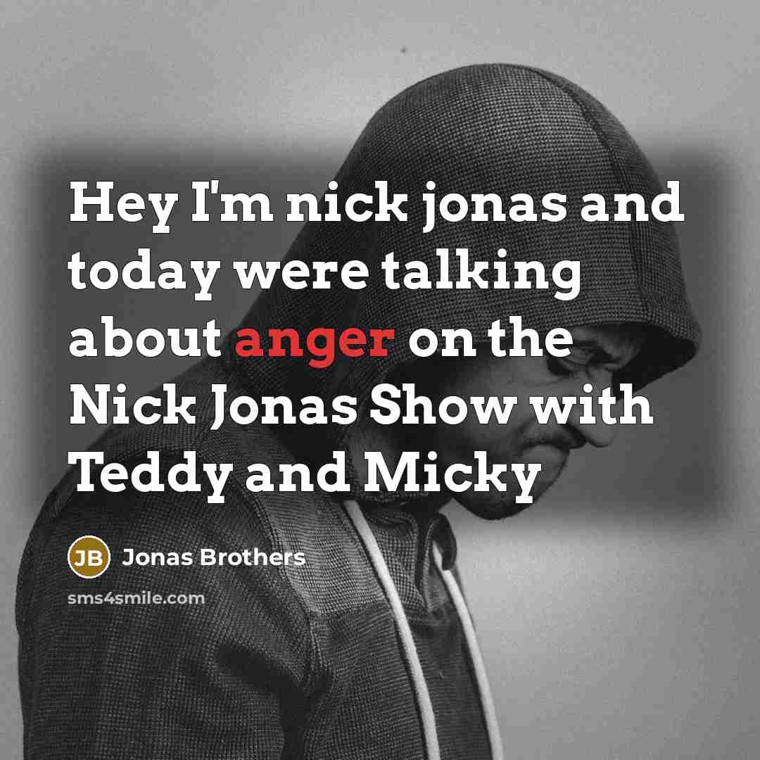 “Hey I'm nick jonas and today were talking about anger on the Nick Jonas Show with Teddy and Micky” quote by Jonas Brothers