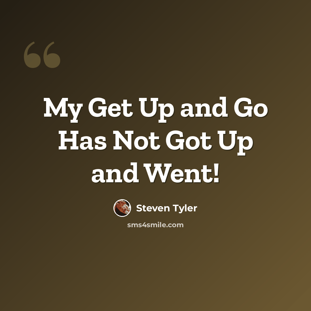 “My Get Up and Go Has Not Got Up and Went!” quote by Steven Tyler