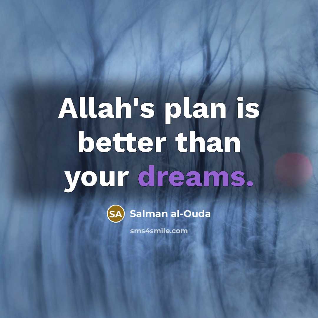 “Allah's plan is better than your dreams.” quote by Salman al-Ouda