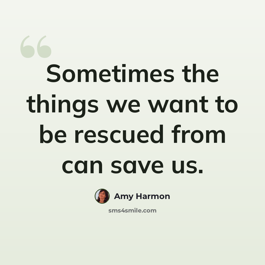 “Sometimes the things we want to be rescued from can save us.” quote by Amy Harmon
