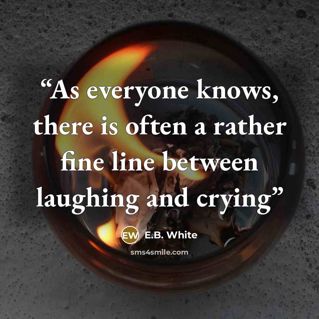 “As everyone knows, there is often a rather fine line between laughing and crying” quote by E.B. White