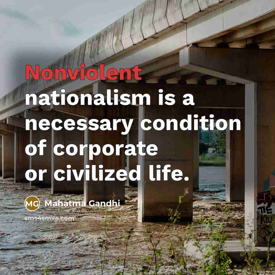 “Nonviolent nationalism is a necessary condition of corporate or civilized life.” quote by Mahatma Gandhi