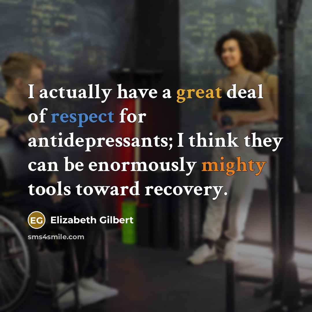 “I actually have a great deal of respect for antidepressants; I think they can be enormously mighty tools toward recovery.” quote by Elizabeth Gilbert