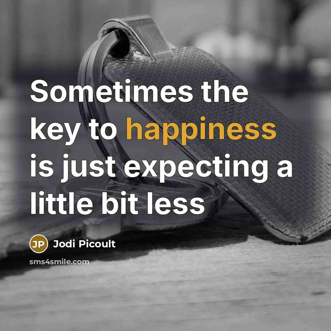 “Sometimes the key to happiness is just expecting a little bit less” quote by Jodi Picoult