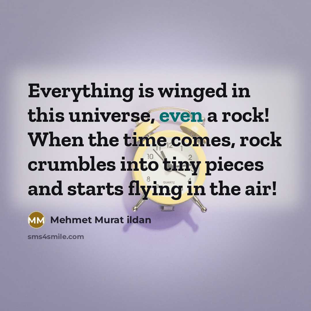 “Everything is winged in this universe, even a rock! When the time comes, rock crumbles into tiny pieces and starts flying in the air!” quote by Mehmet Murat Ildan