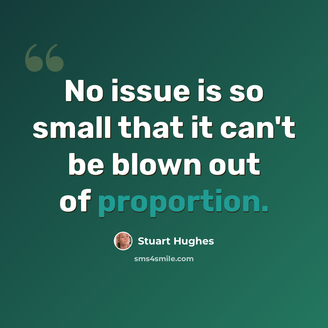 “No issue is so small that it can't be blown out of proportion.” quote by Stuart Hughes