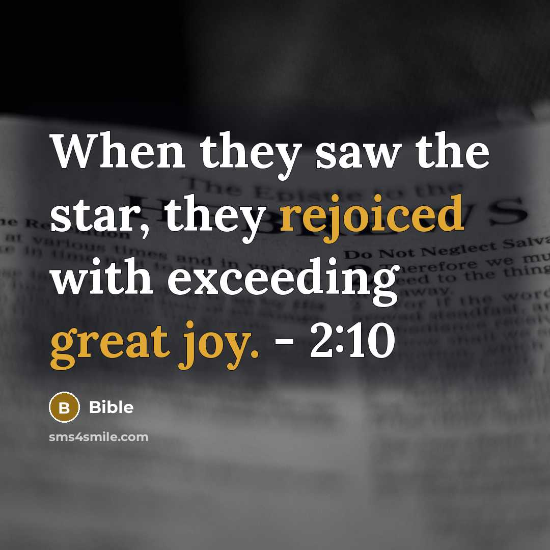 “When they saw the star, they rejoiced with exceeding great joy. - 2:10” quote by Bible