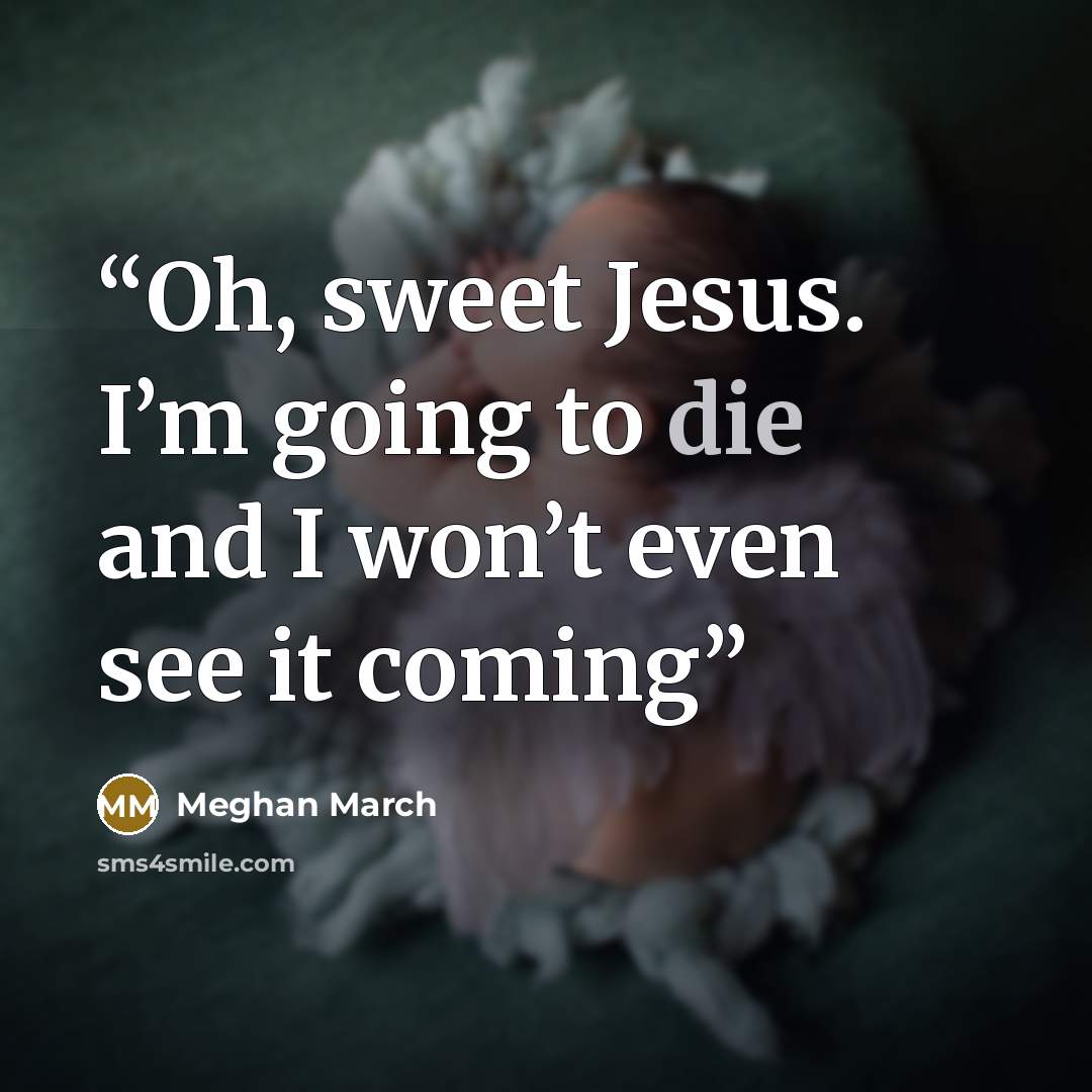 “Oh, sweet Jesus. I’m going to die and I won’t even see it coming” quote by Meghan March