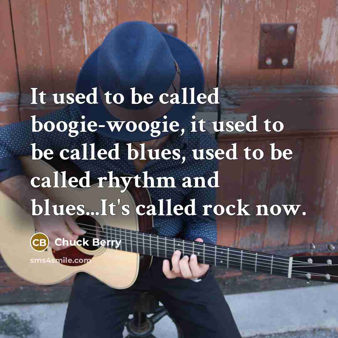 “It used to be called boogie-woogie, it used to be called blues, used to be called rhythm and blues...It's called rock now.” quote by Chuck Berry