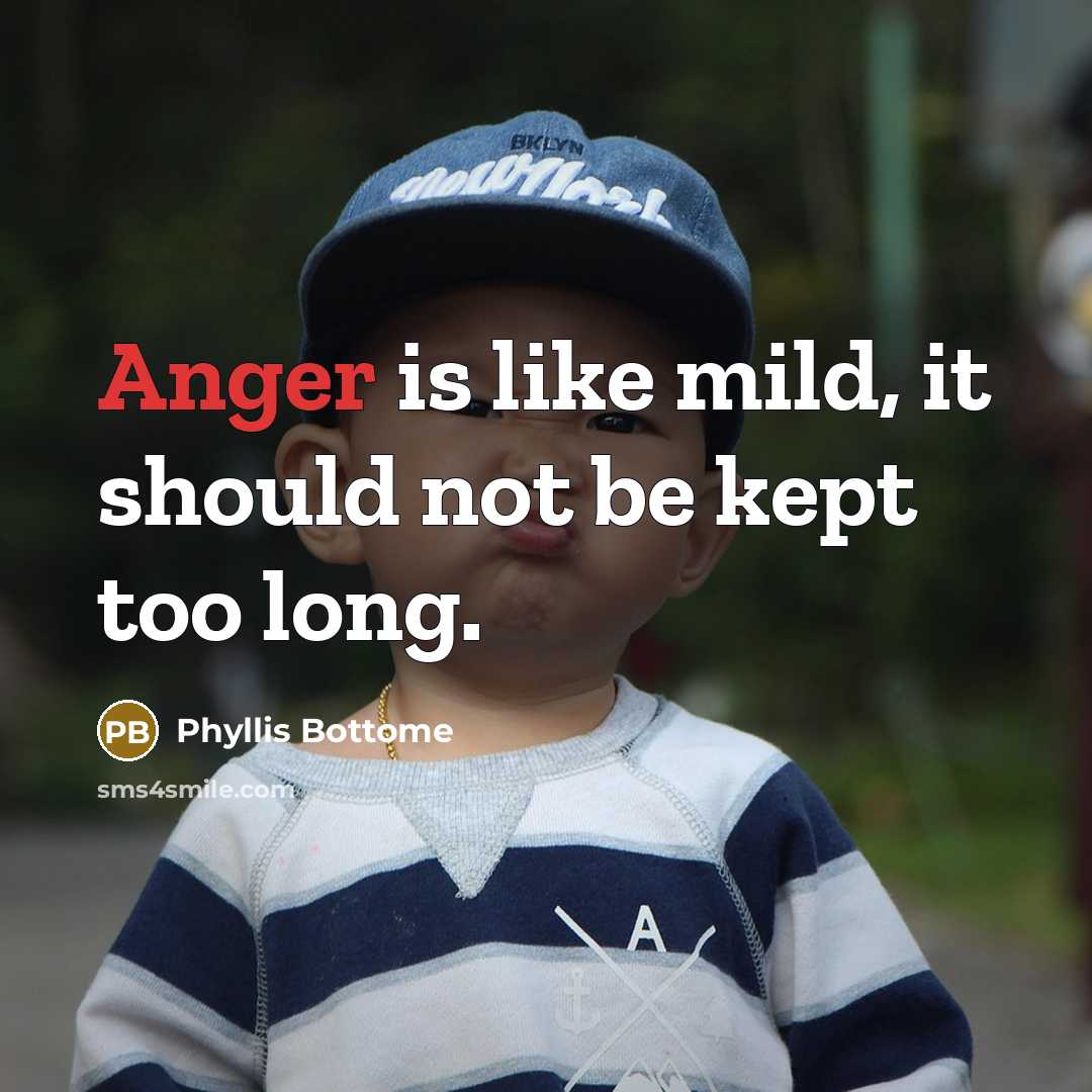 “Anger is like mild, it should not be kept too long.” quote by Phyllis Bottome