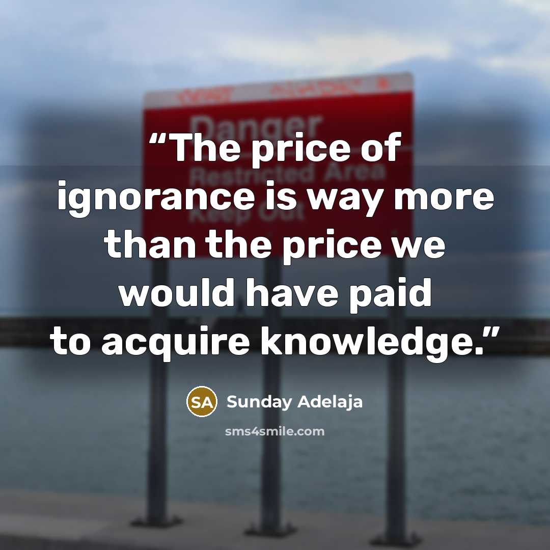 “The price of ignorance is way more than the price we would have paid to acquire knowledge.” quote by Sunday Adelaja