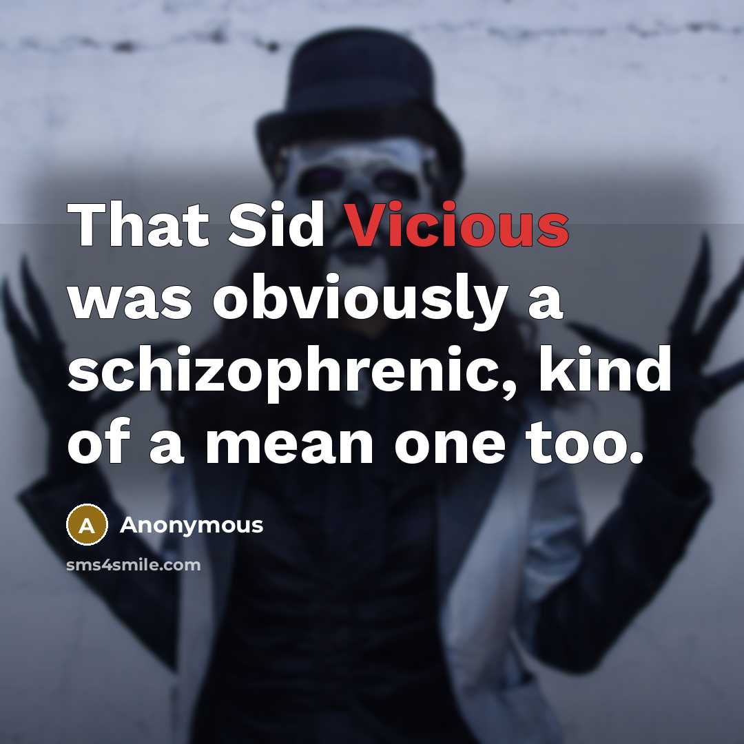 “That Sid Vicious was obviously a schizophrenic, kind of a mean one too.” quote by Anonymous