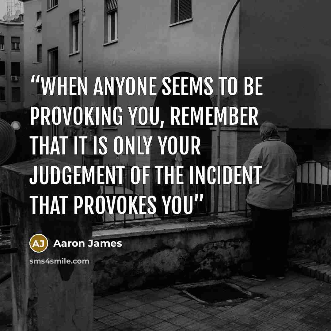 “When anyone seems to be provoking you, remember that it is only your judgement of the incident that provokes you” quote by Aaron James